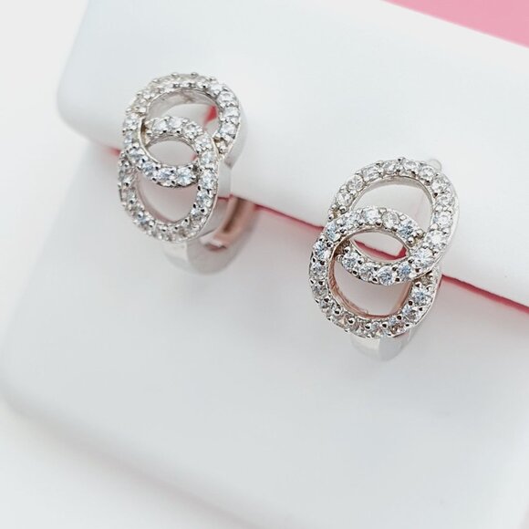 "925 Sterling Silver Cubic Zirconia Earrings, U19254660 - Picture 1 of 11